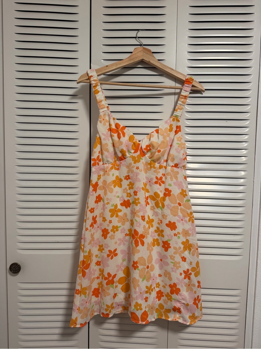 Le Lis Floral Mini Dress in Orange, Pink, Cream